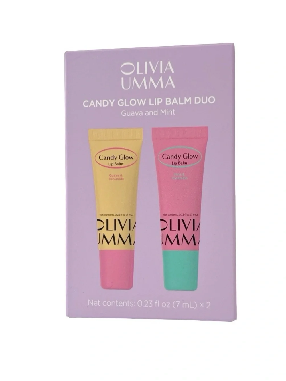 Olivia Umma Duo Candy Glow Lip Balm Mini Size in Guava and Mint NIB